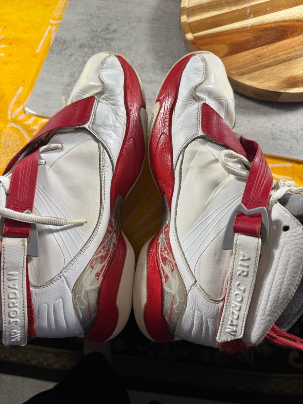 Nike Mens Air Jordan 8.0 White Red Sz 13 467807-101 Bulls Retro 2008 Playoff - Picture 6 of 8